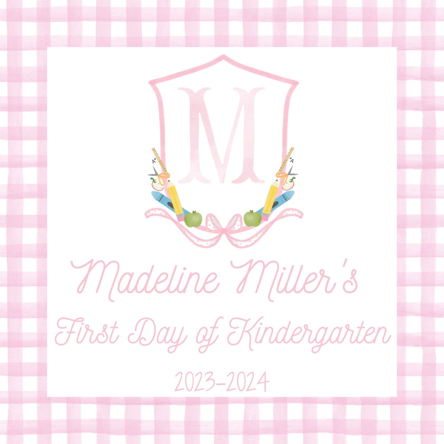 Back To School Handheld Sign, Personalized Crest, 8x8