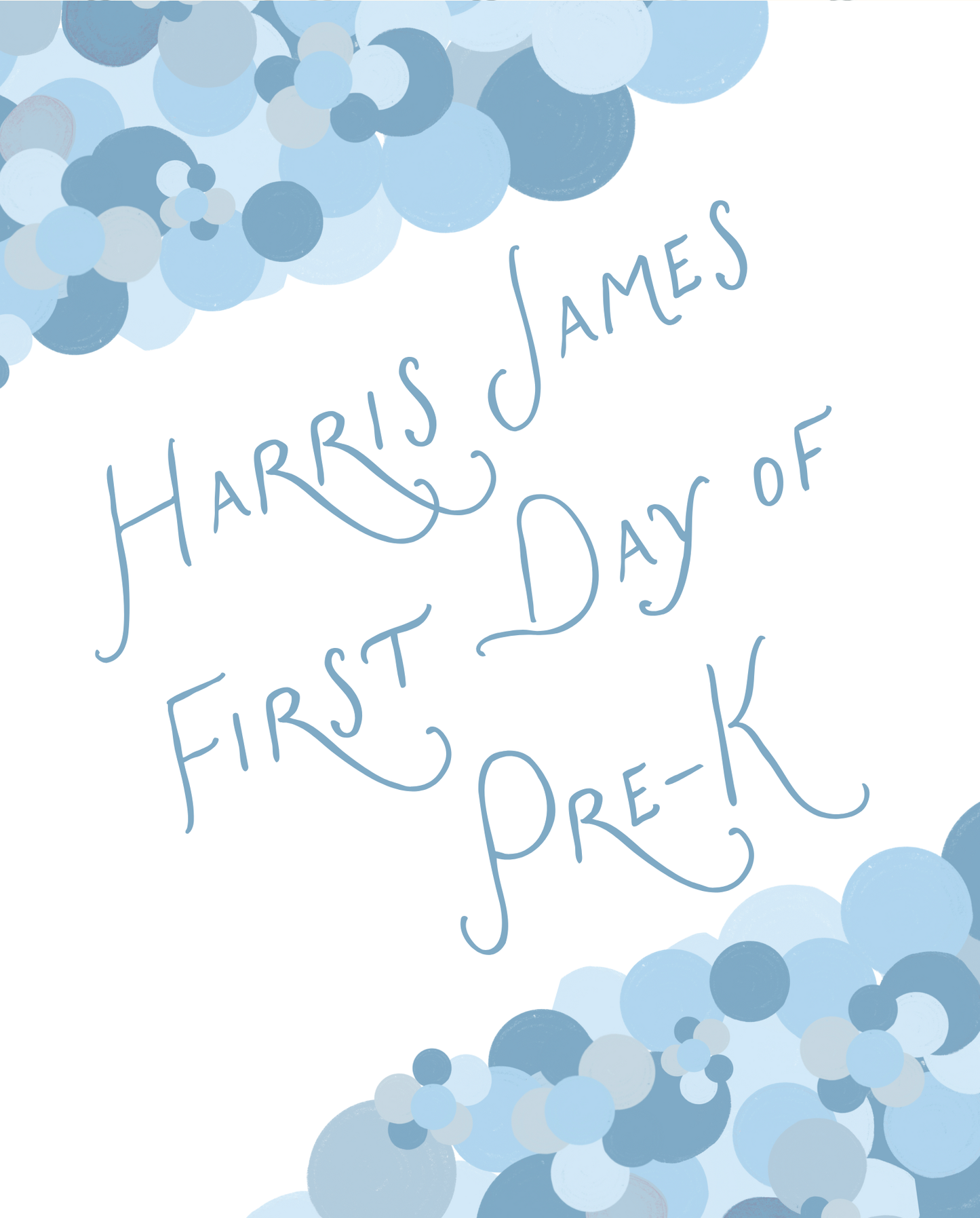 Back To School Handheld Sign, Back to School Bubbles (Blue)