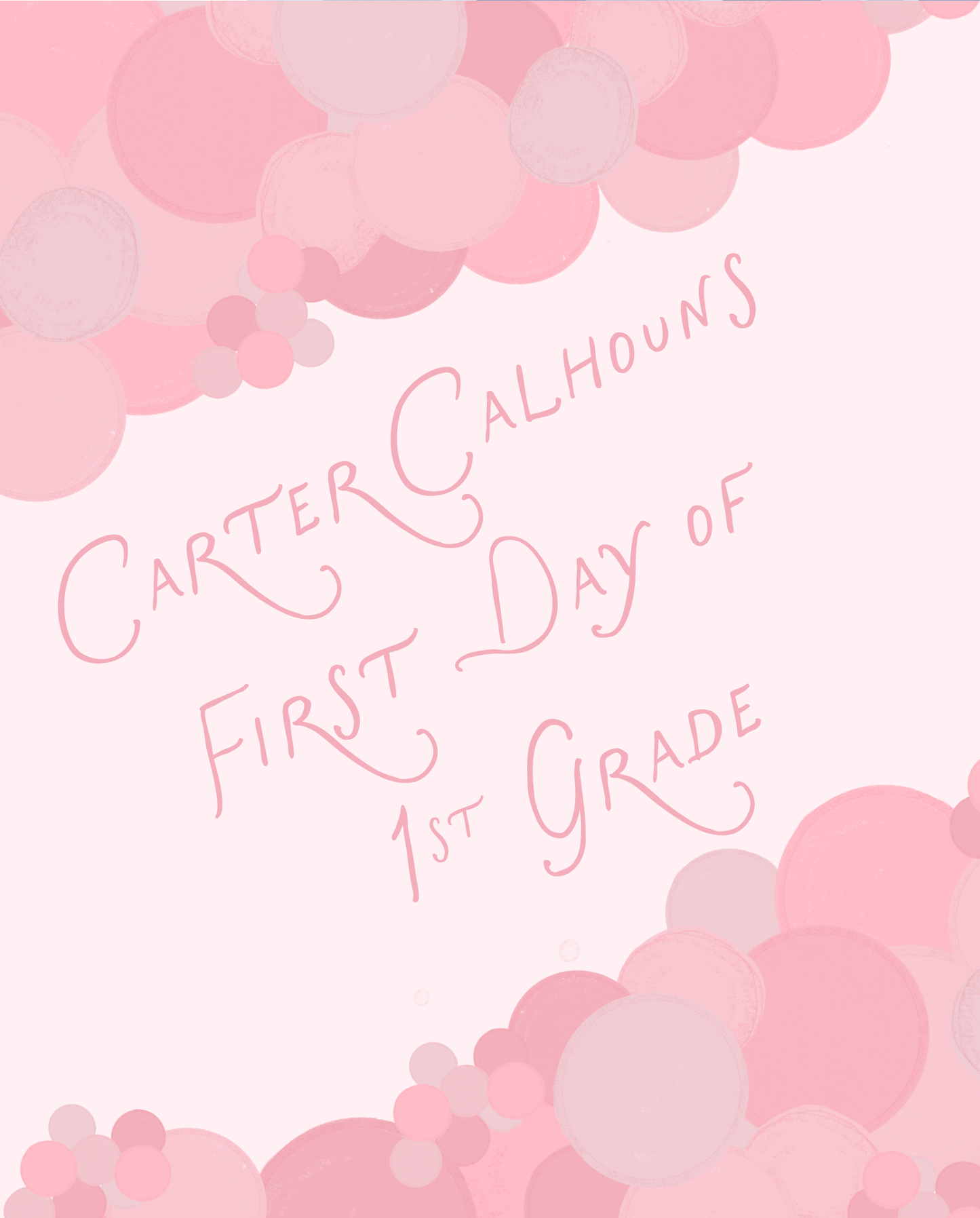 Back To School Handheld Sign, Back to School Bubbles (Pink)