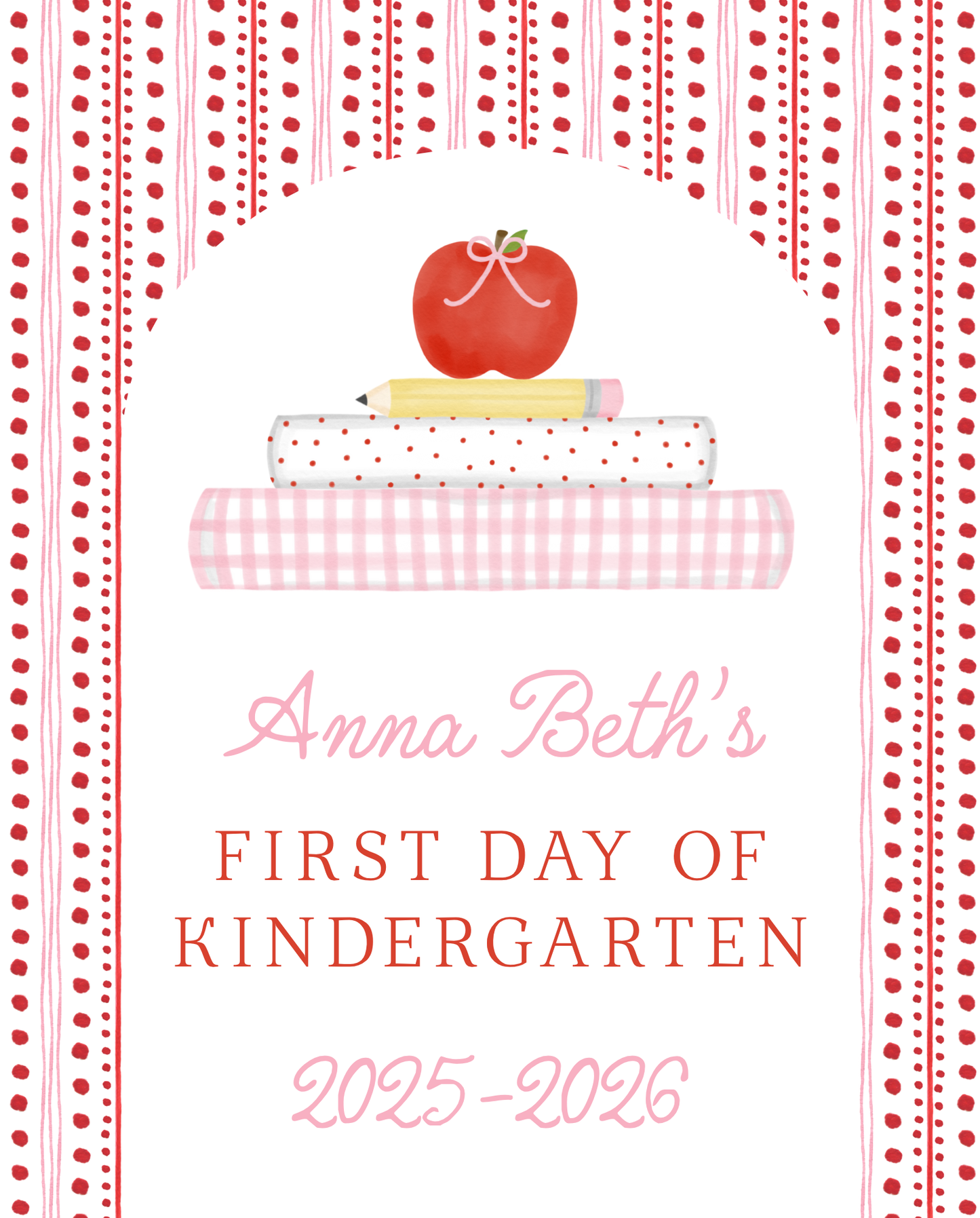 Back To School Handheld Sign, Polka Dotted Books, 8x10