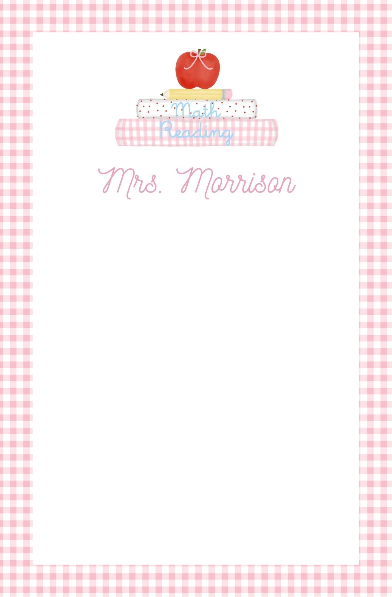 Personalized Teacher's Notepad, Stack of Books