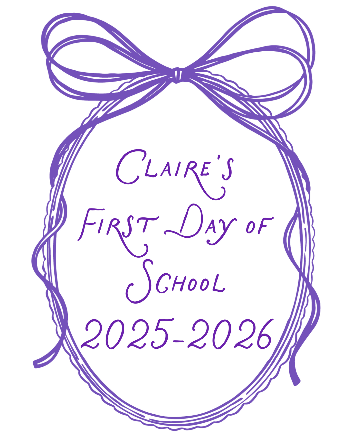 Back To School Handheld Sign, Back to School Bow (purple)