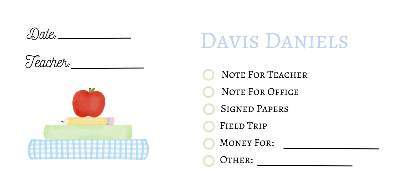 School Envelope, Boys Stack of Books, Baby Blue, set of 15