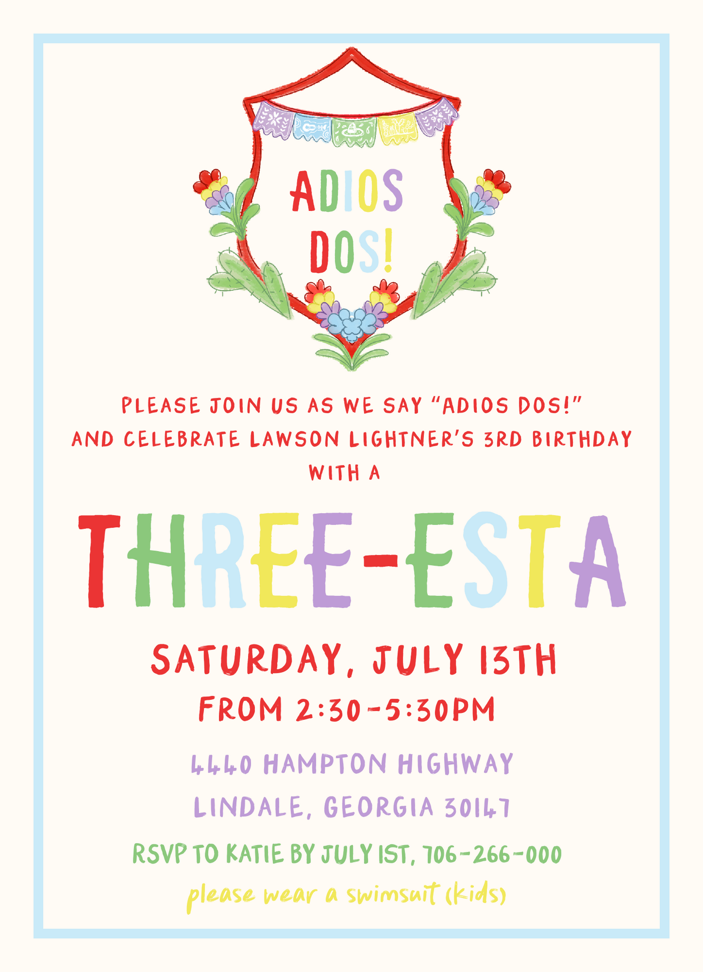 Three-Esta Birthday Invitation