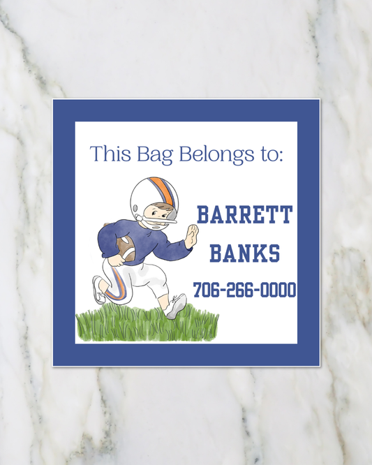 Back to School Bag Tag, Football Player
