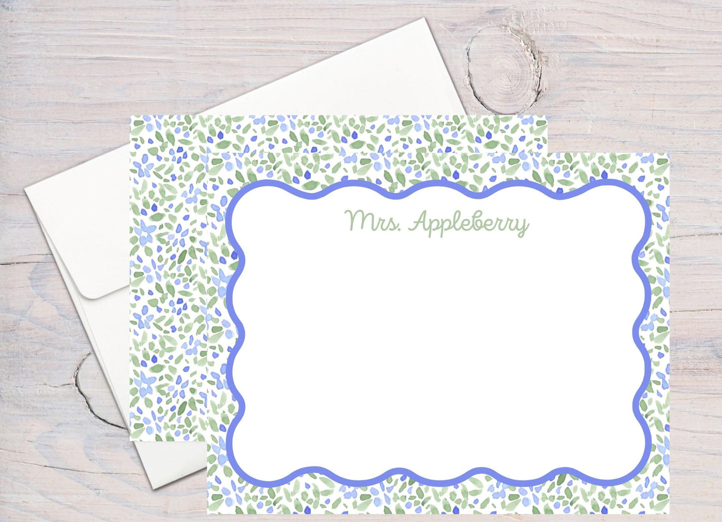 Personalized Teacher Stationery, Blue Florals
