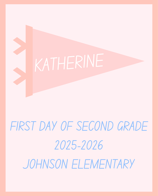 Back To School Handheld Sign, Pink Pennant