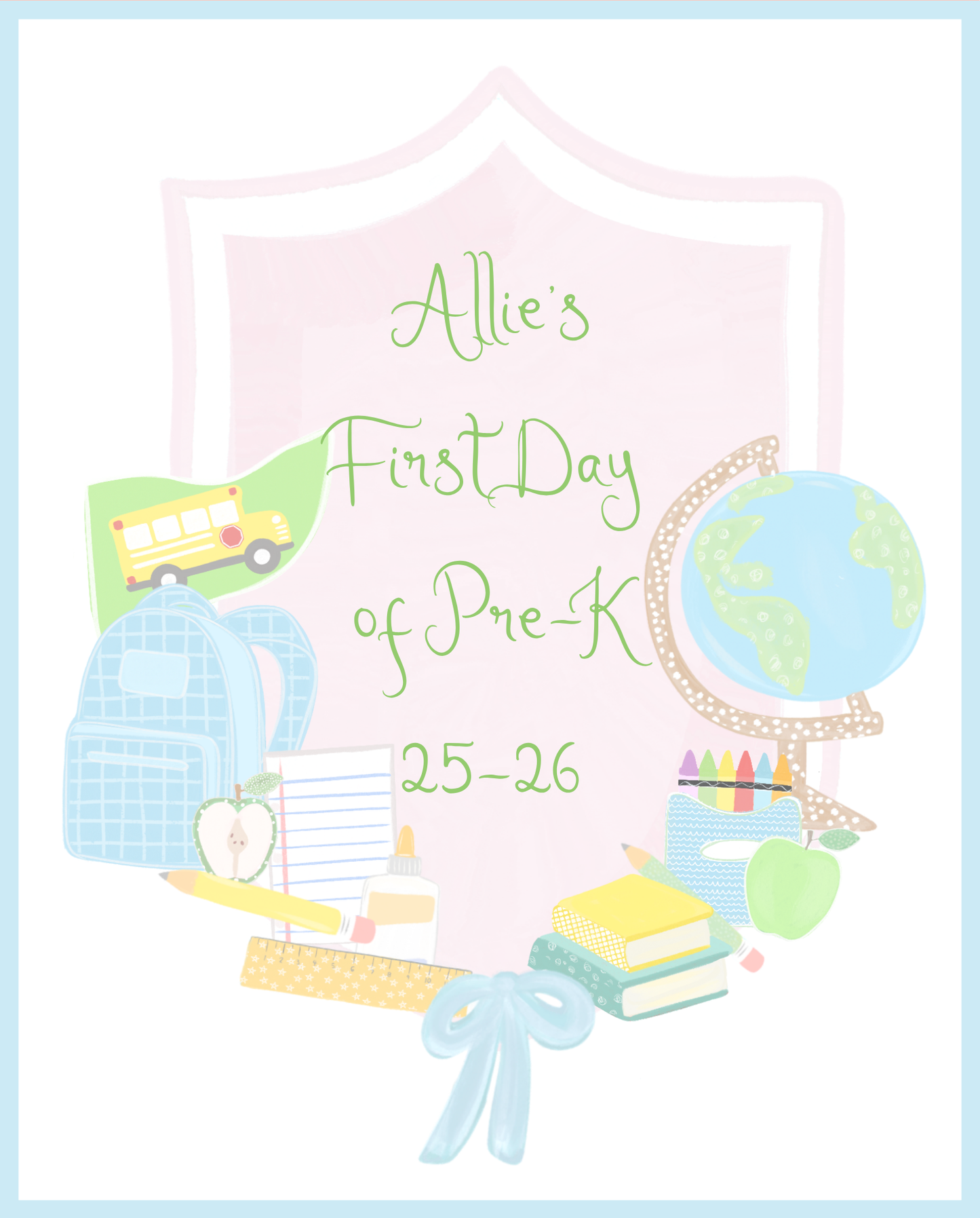 Back To School Handheld Sign, Pink First Day Crest