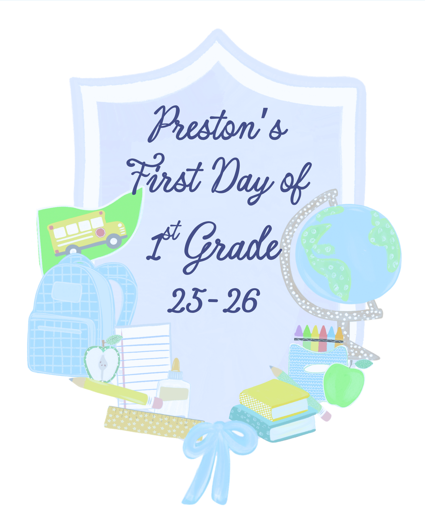 Back To School Handheld Sign, Blue First Day Crest