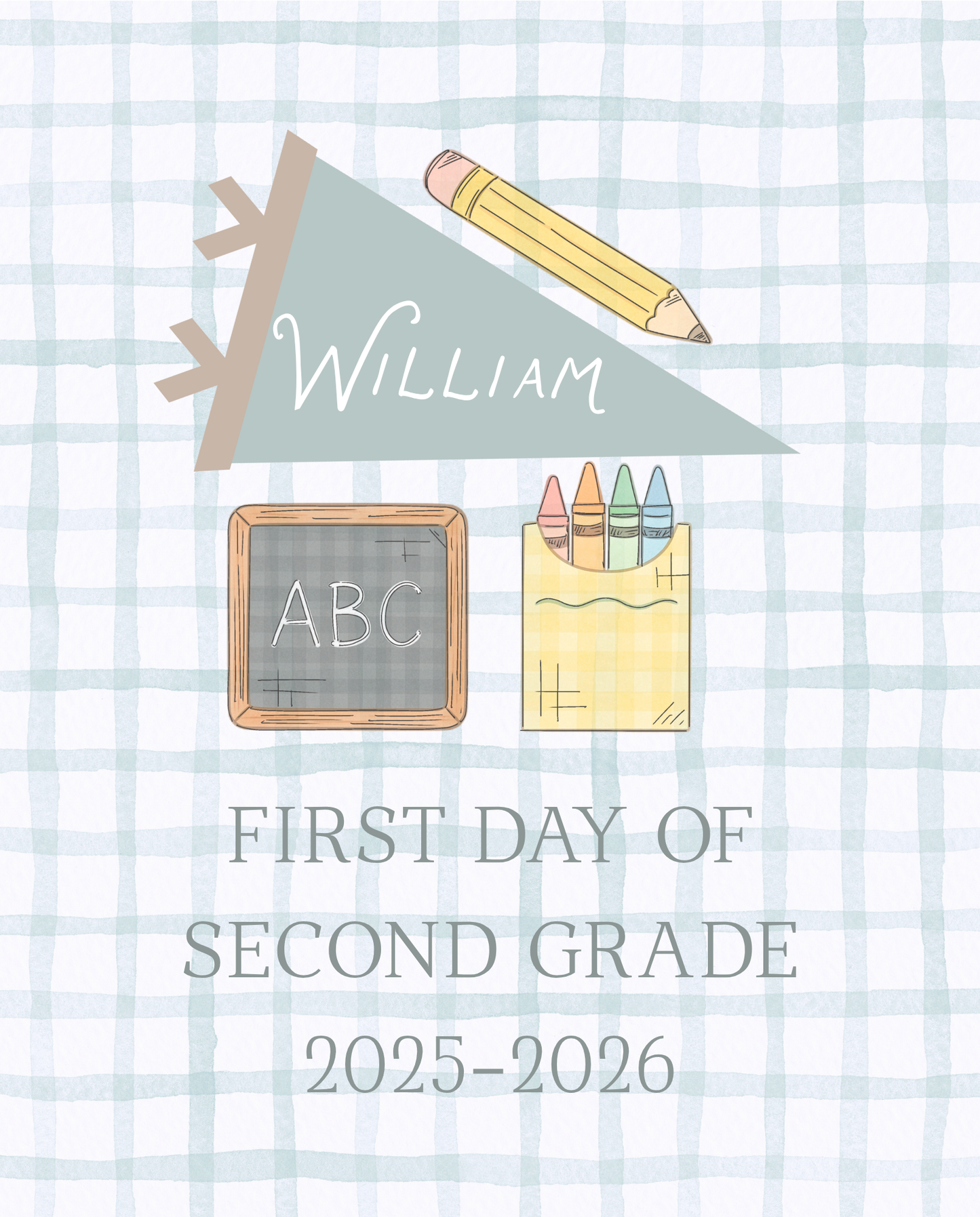 Back To School Handheld Sign, Preppy Pennant