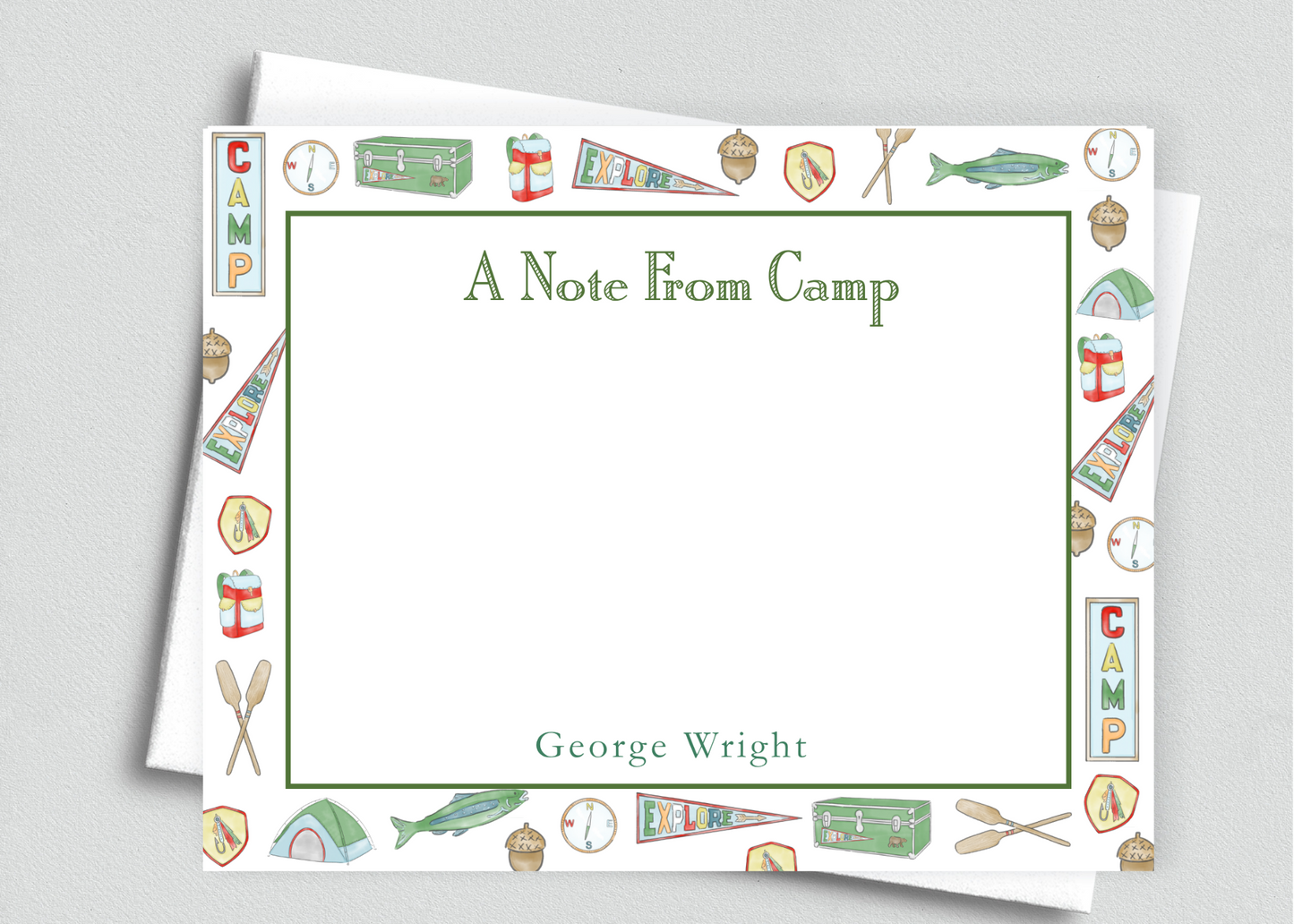 Boys Personalized Camp Stationery, Flat Card