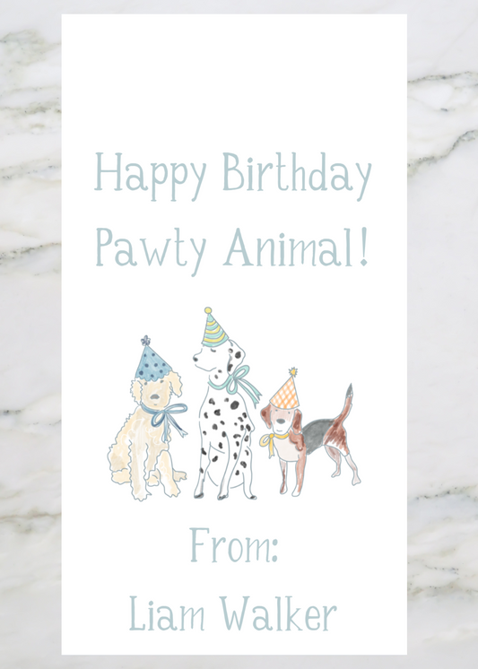 Pawty Animal Birthday Gift Tags