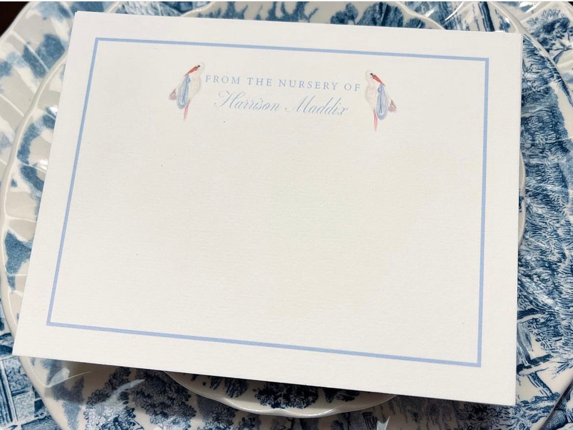 Classic Sea Island Stork Stationery, Blue