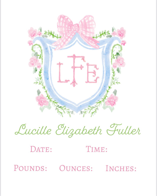Newborn Sign, Gingham Crest
