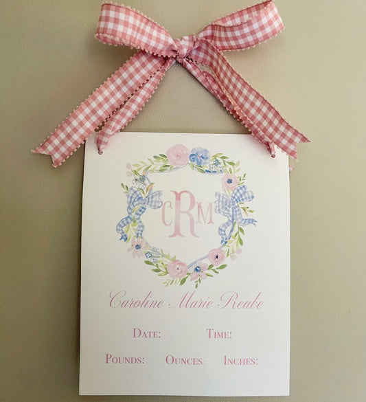 Newborn Sign, Sea Island Stork Crest