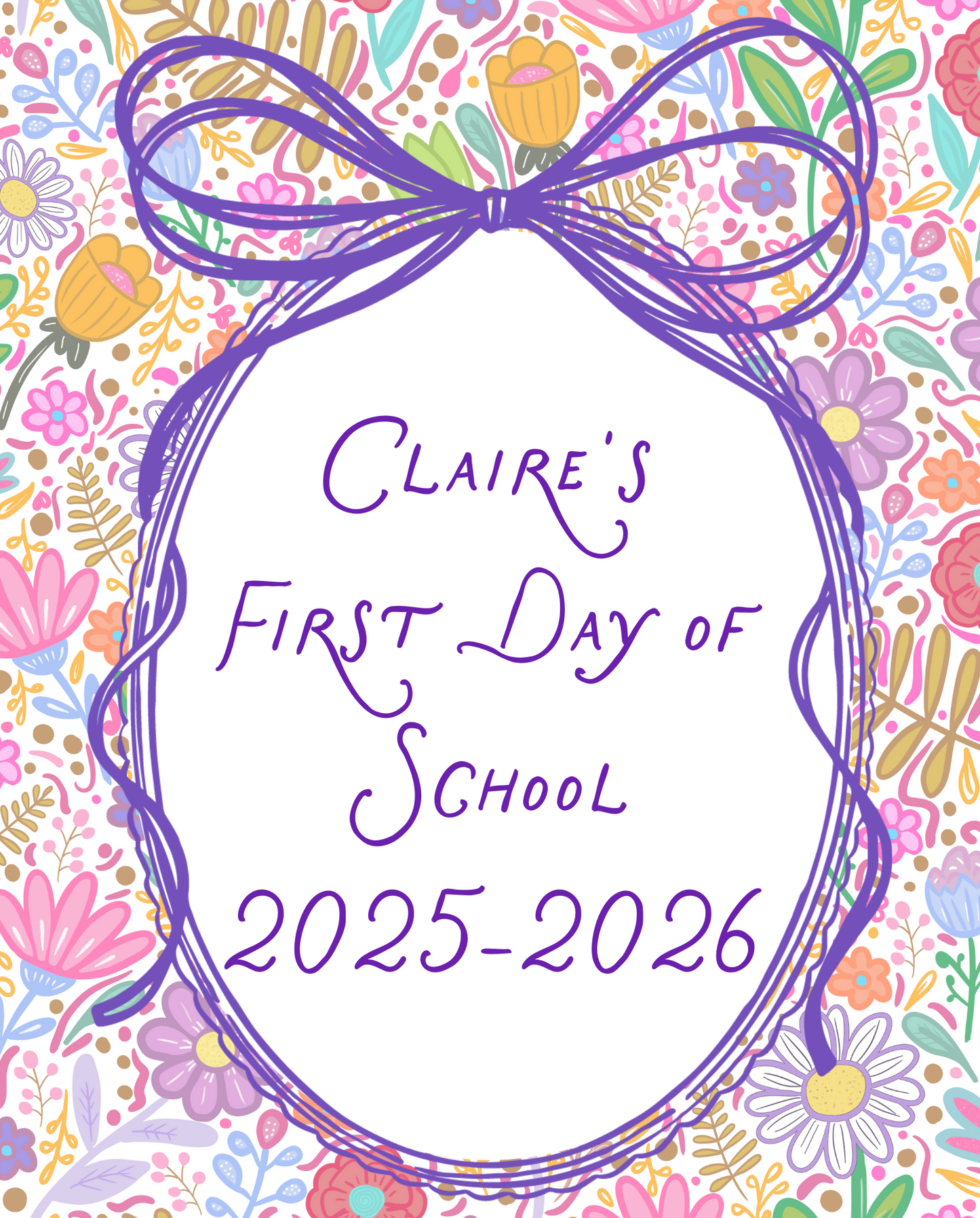 Back To School Handheld Sign, First Day Florals