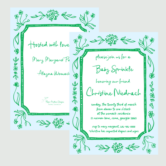 Green and Blue Shower Invitation