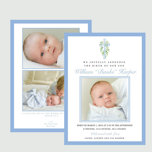 Simple Cross Birth Announcement